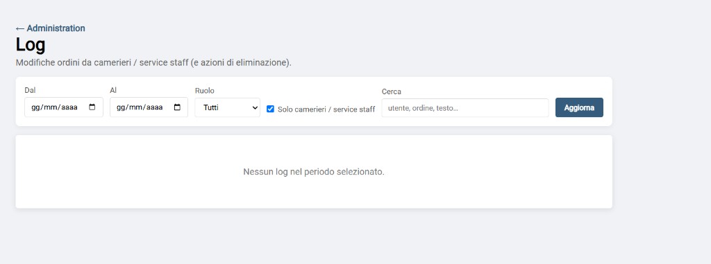 Log — waiter / service-staff order changes